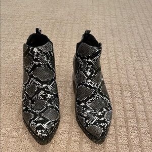 Bar III Women's Black and White Snake Print Ankle Boots